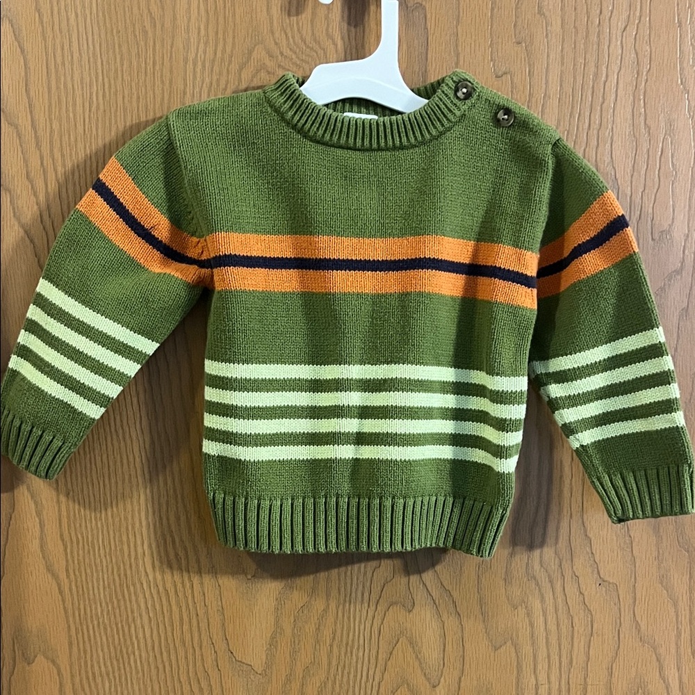 Vintage Gymboree Green Striped Knit Crewneck Sweater 2T